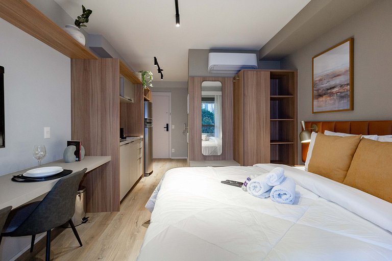 Luxo e conforto: Apto completo c/ cama queen