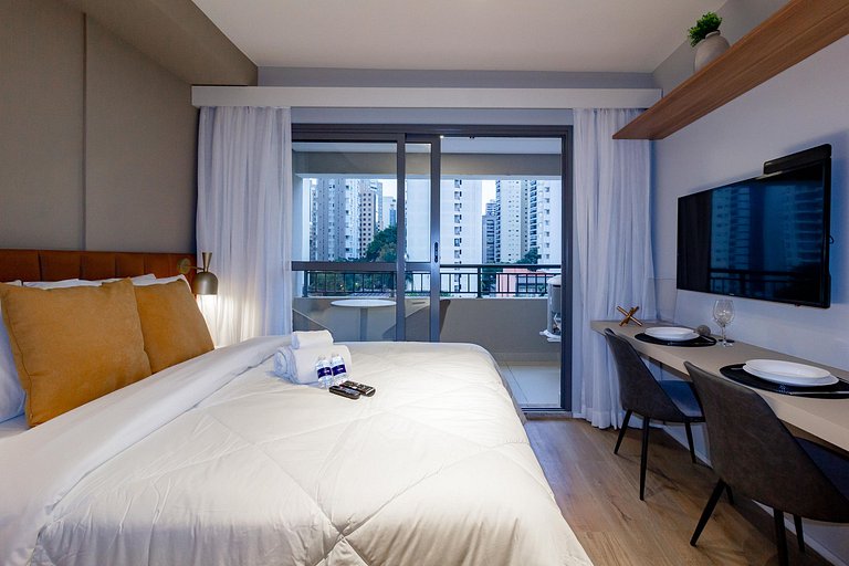 Luxo e conforto: Apto completo c/ cama queen