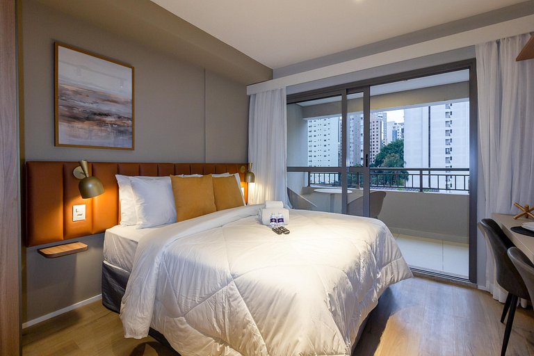 Luxo e conforto: Apto completo c/ cama queen