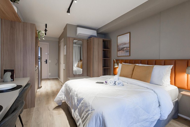 Luxo e conforto: Apto completo c/ cama queen