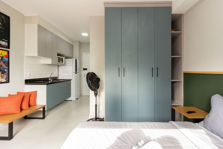 Studio Vila Olímpia c/ Piscina, Coworking e Wi‑Fi