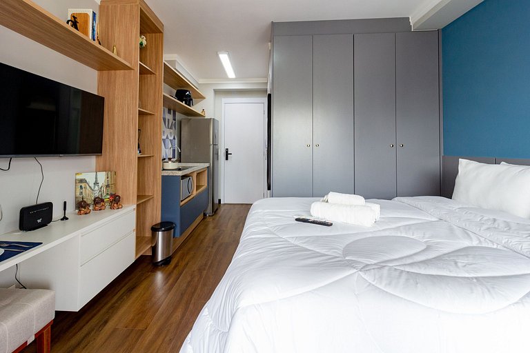 Studio em Moema com Vista Incrível e Varanda