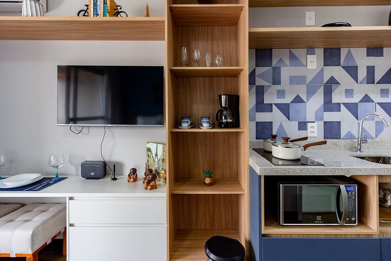 Studio em Moema com Vista Incrível e Varanda