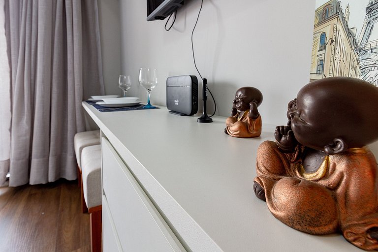 Studio em Moema com Vista Incrível e Varanda