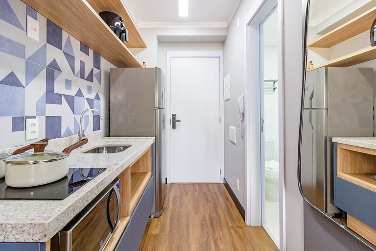 Studio em Moema com Vista Incrível e Varanda