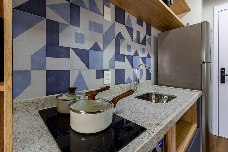 Studio em Moema com Vista Incrível e Varanda