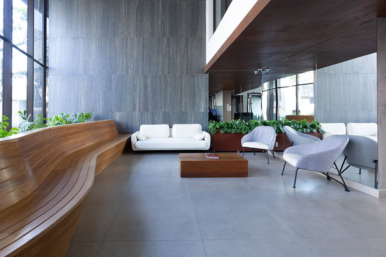 Studio Brooklin c/ Varanda, Metrô, Piscina e Coworking
