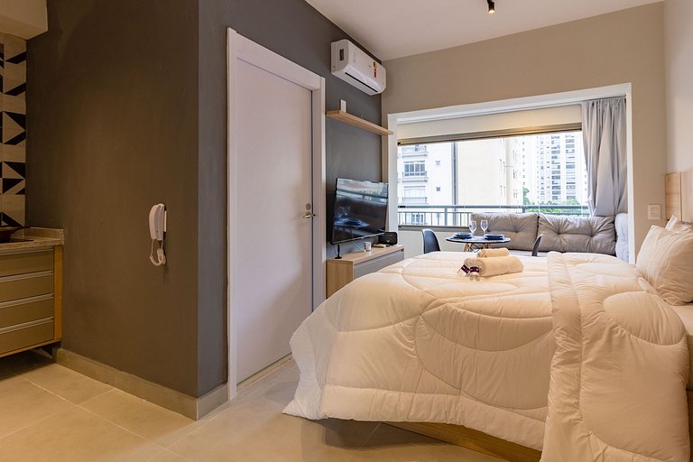 Studio Premium em Moema com Academia e Self Check-in