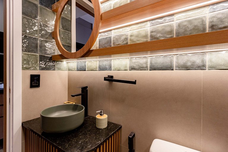 Elegância e Conforto | Apt completo c/ cama queen