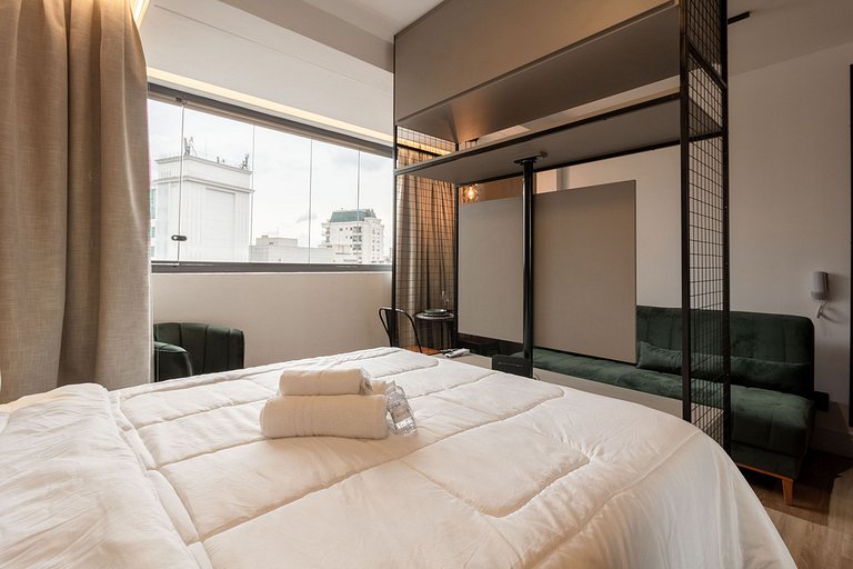 Elegância e Conforto | Apt completo c/ cama queen