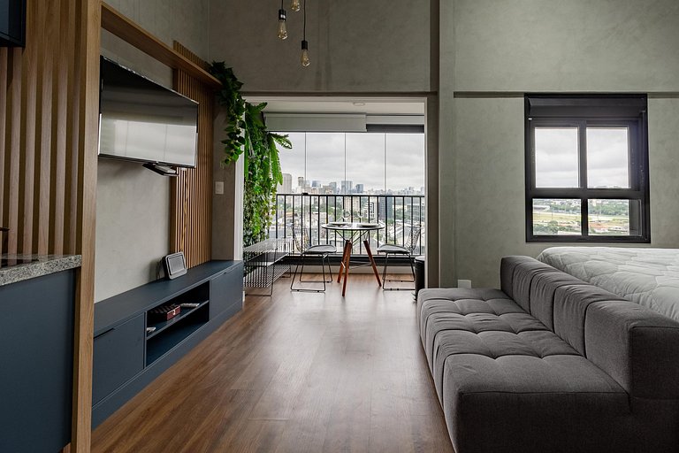 Studio em Pinheiros c/ Vista da Cidade e Rooftop