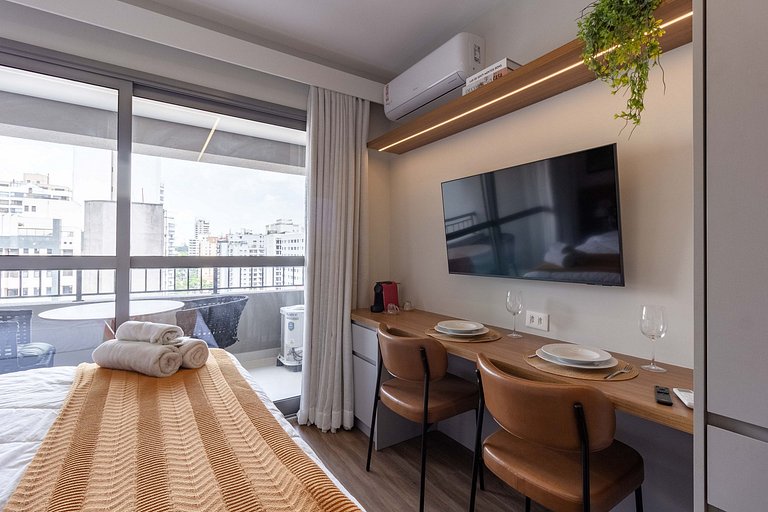 Conforto: Apto c/ cama queen em Moema