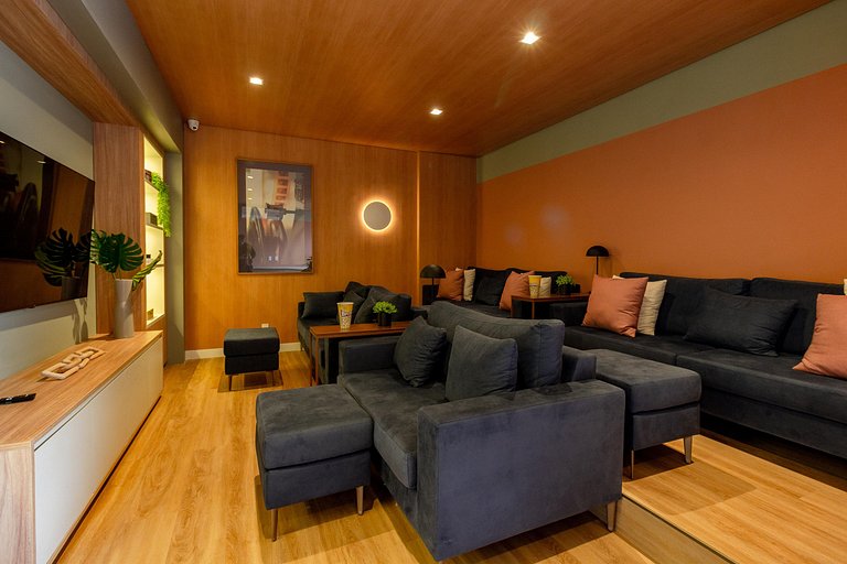 Studio moderno com lazer completo