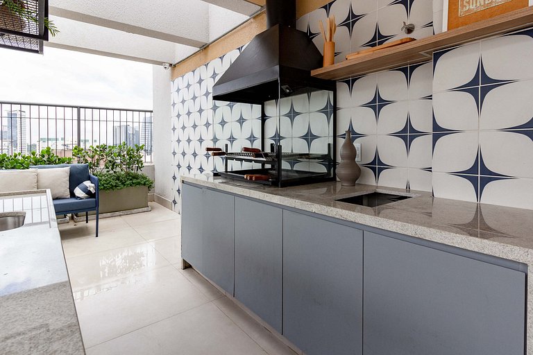 Studio moderno com lazer completo