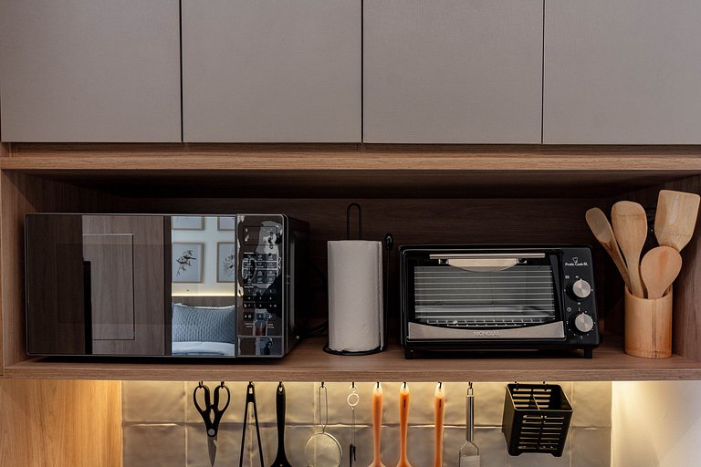 Studio moderno com lazer completo