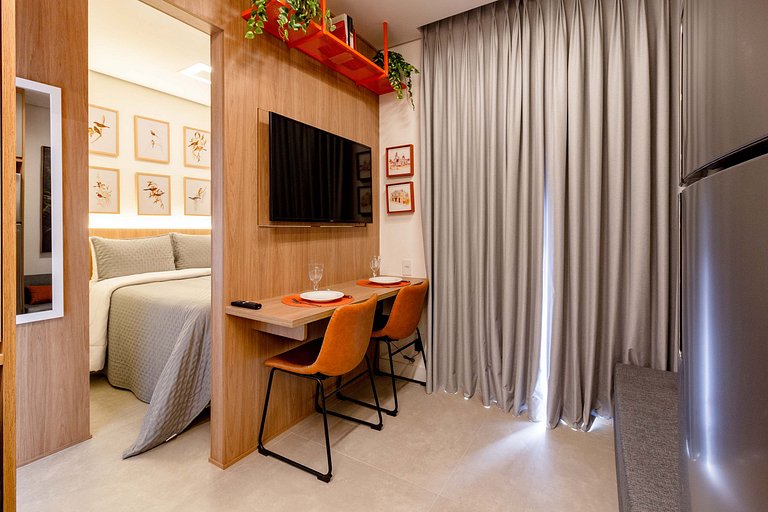 Studio moderno com lazer completo