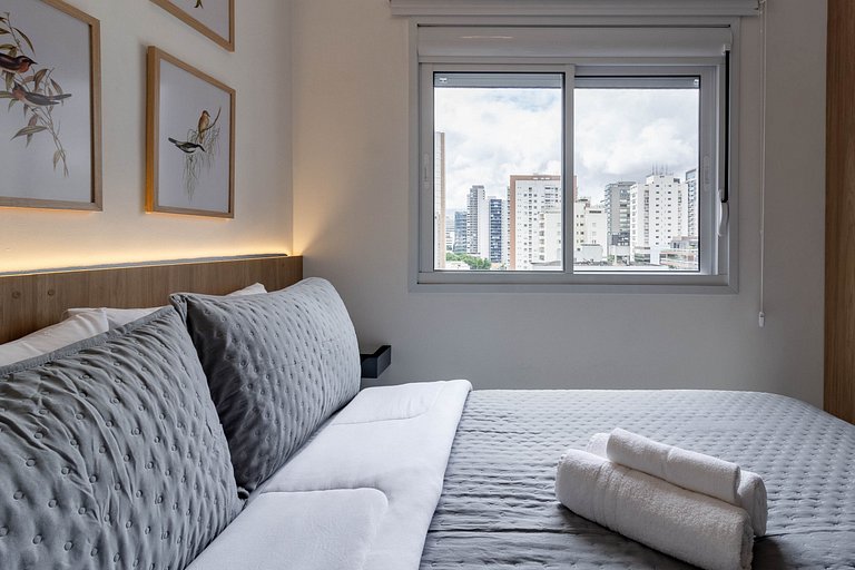 Studio moderno com lazer completo