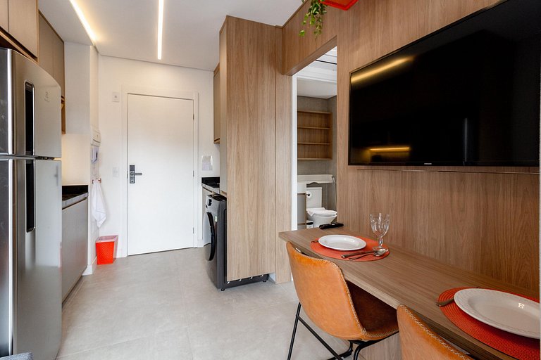 Studio moderno com lazer completo