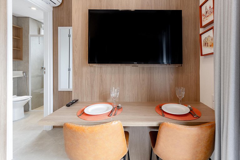 Studio moderno com lazer completo