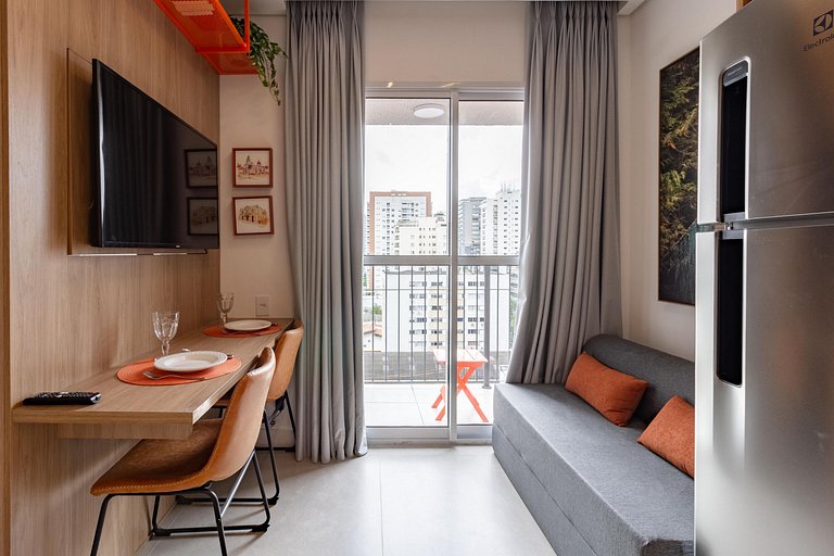 Studio moderno com lazer completo