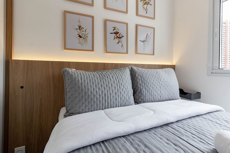 Studio moderno com lazer completo