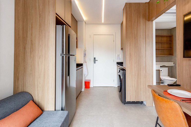 Studio moderno com lazer completo