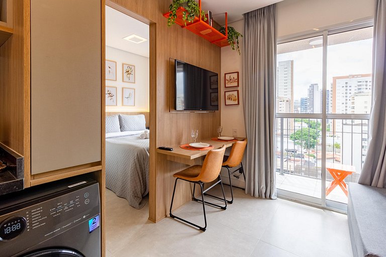 Studio moderno com lazer completo