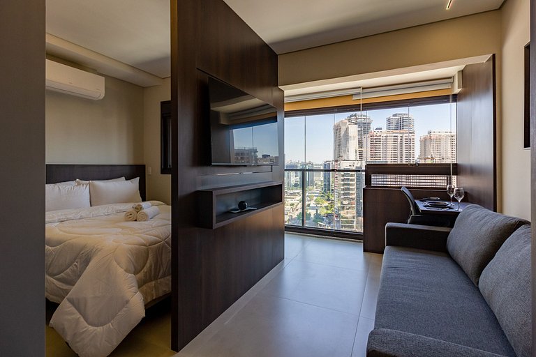 Apto completo com vista incrível próximo ao metrô