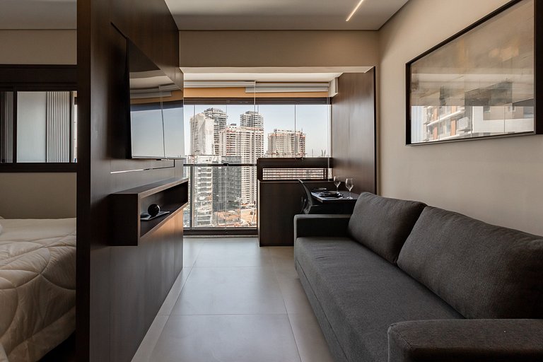 Apto completo com vista incrível próximo ao metrô