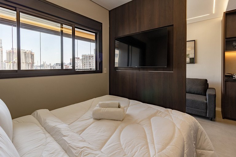 Apto completo com vista incrível próximo ao metrô