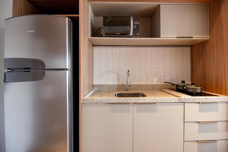 Luxo e conforto apto completo com cama queen size