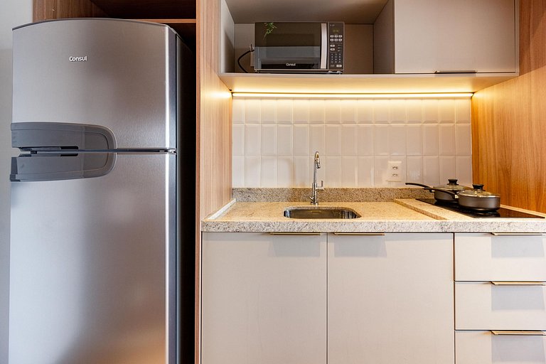 Luxo e conforto apto completo com cama queen size