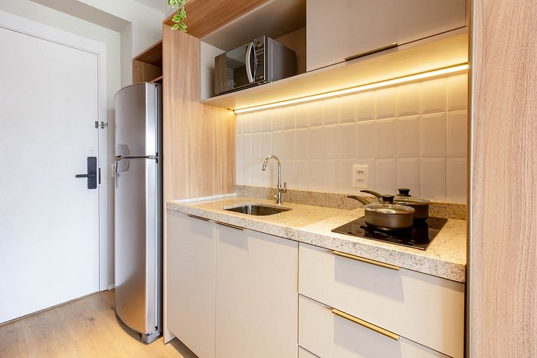 Luxo e conforto apto completo com cama queen size