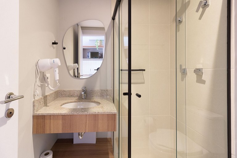 Luxo e conforto apto completo com cama queen size