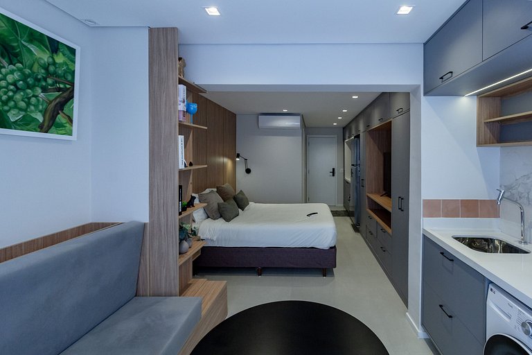 Studio Brooklin SP com  Vaga, Piscina e Academia
