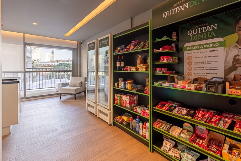 Studio Brooklin c/ Varanda, Academia e Market 24h