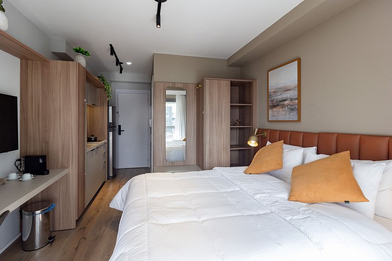 Apartamento com varanda e vista para São Paulo