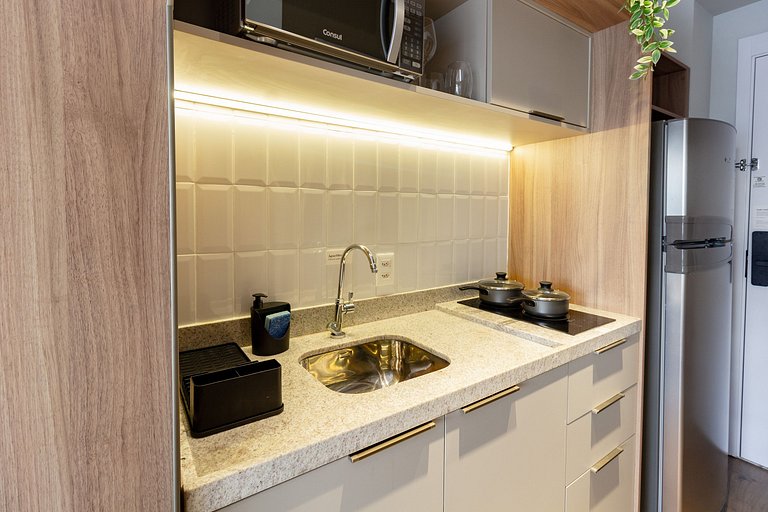 Apartamento com varanda e vista para São Paulo
