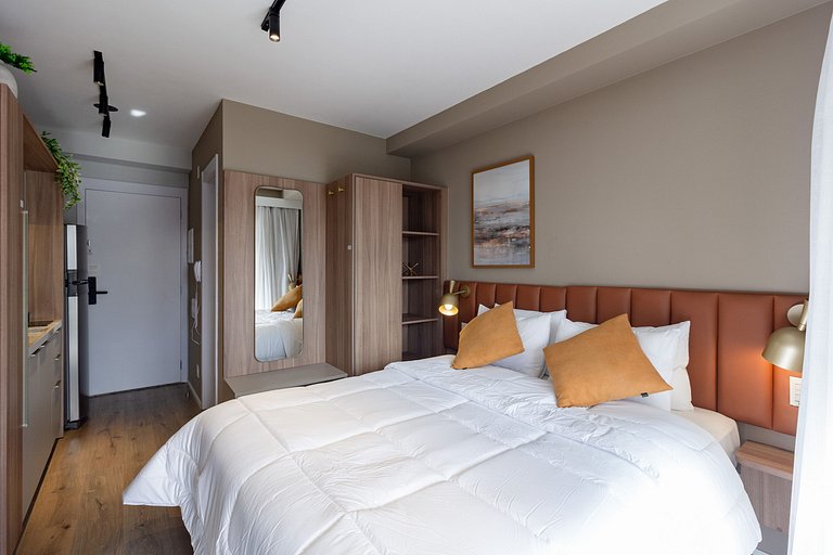 Apartamento com varanda e vista para São Paulo