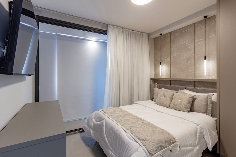 Apto moderno com garagem e sofá-cama