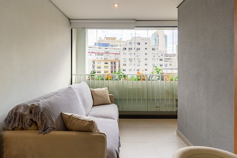 Apto moderno com garagem e sofá-cama