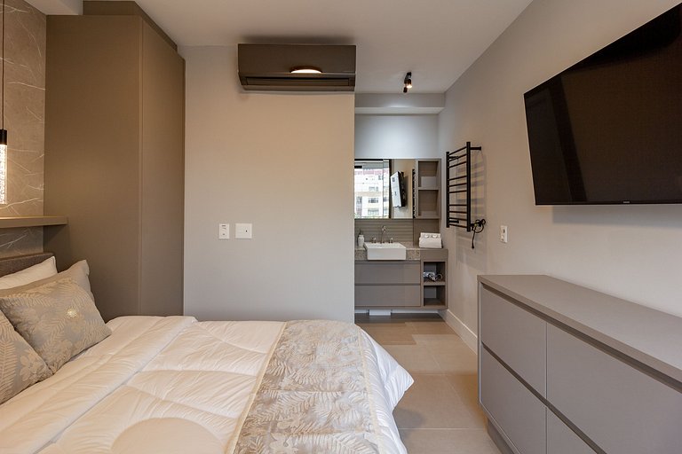 Apto moderno com garagem e sofá-cama