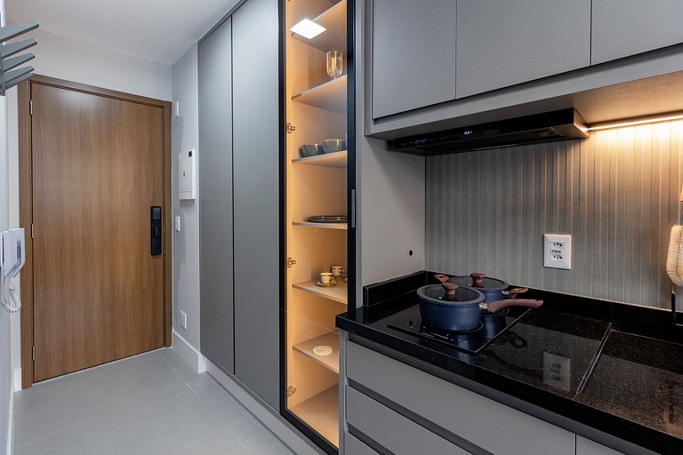 Apto moderno com garagem e sofá-cama