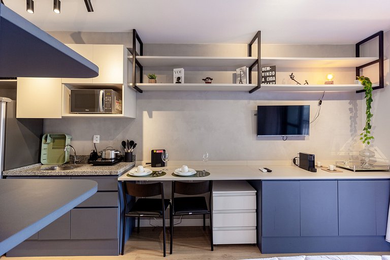 Studio em Pinheiros c/ Cama Queen e Piscina Rooftop