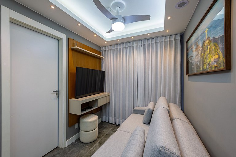 Apto espaçoso e sofisticado com 2 quartos no RJ