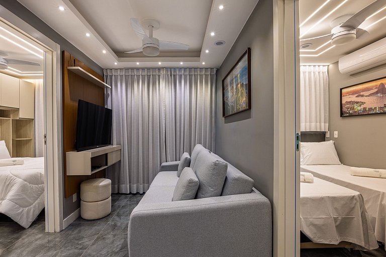 Apto espaçoso e sofisticado com 2 quartos no RJ